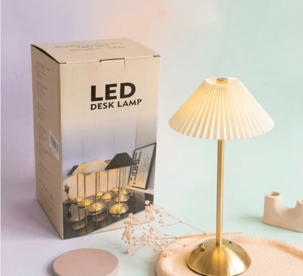 Pleated LED Desk Lamp — Rechargeable Ambient Glow for Any Room | Dar Luxe